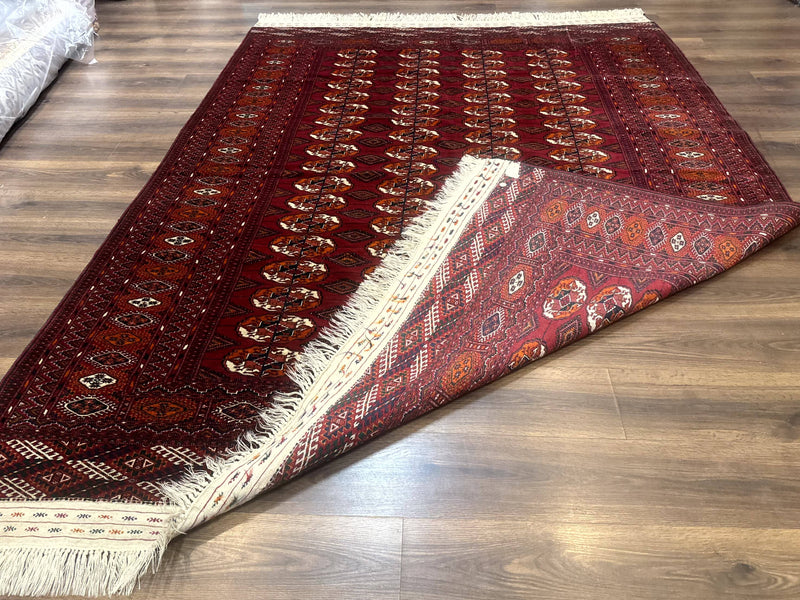 Persian Turkoman Rug 7x9, Red Tribal Carpet by Jewel Rugs