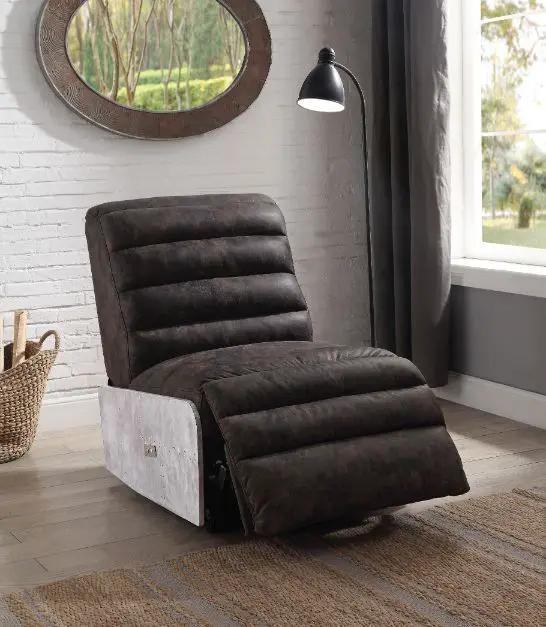 Okzuil - Power Motion Recliner - Two Tone Gray Top Grain Leather & Aluminum by Unique Piece Furniture