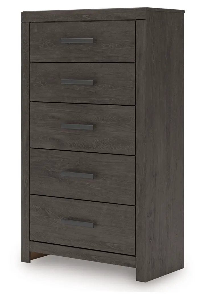 Prendonea - Five Drawer Chest - Charcoal by Unique Piece Furniture