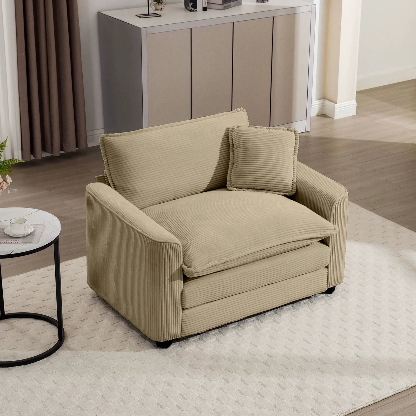Modern Classic Fabric Single Chair Deep Seat Sofa With Pillow by Unique Piece Furniture