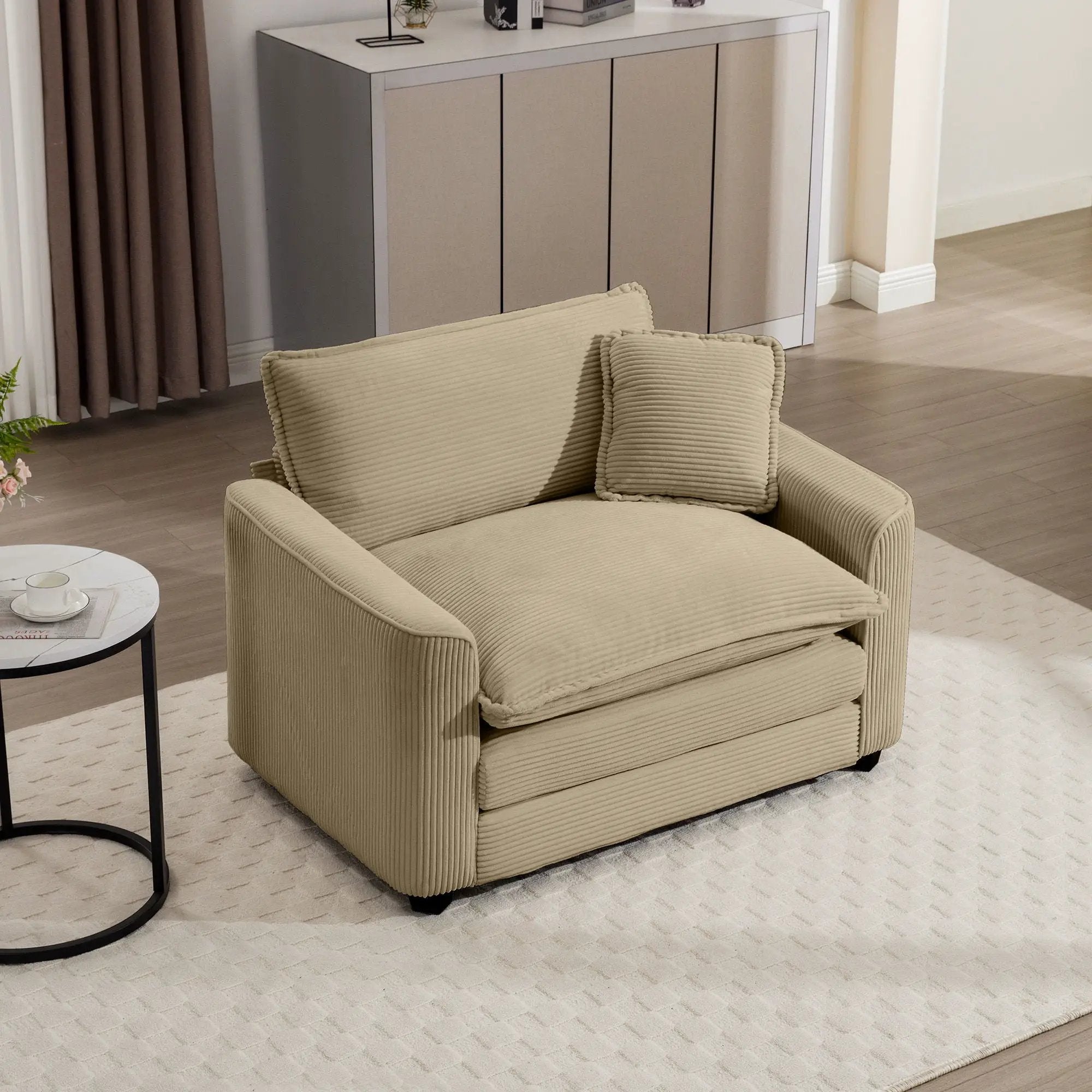 Modern Classic Fabric Single Chair Deep Seat Sofa With Pillow by Unique Piece Furniture