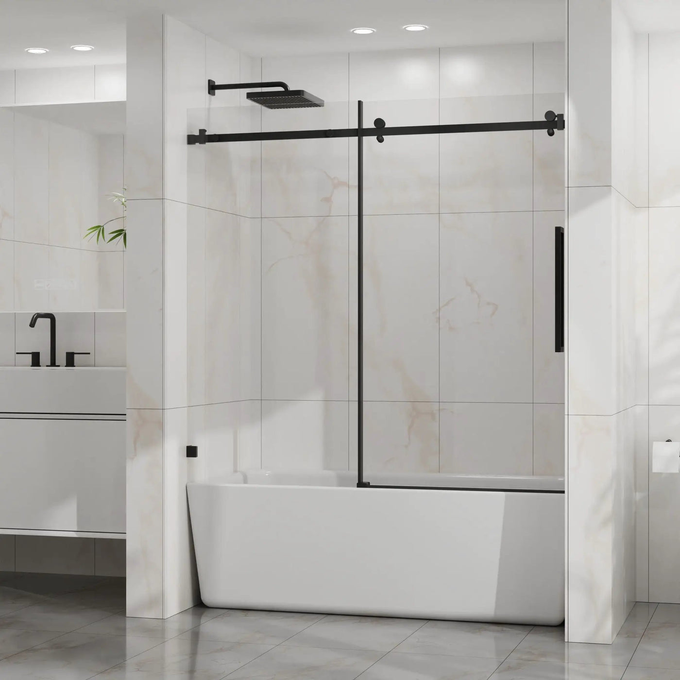 Frameless Tub Sliding Shower Door With Easy Clean Coating by HouseOfZazla
