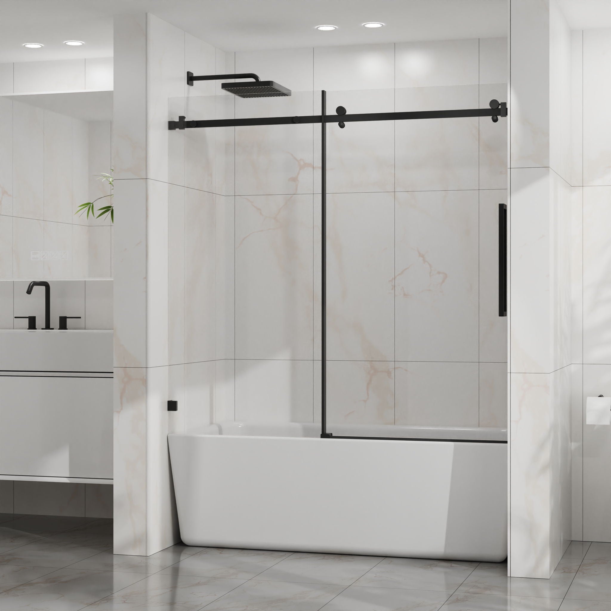 Frameless Tub Sliding Shower Door With Easy Clean Coating by HouseOfZazla