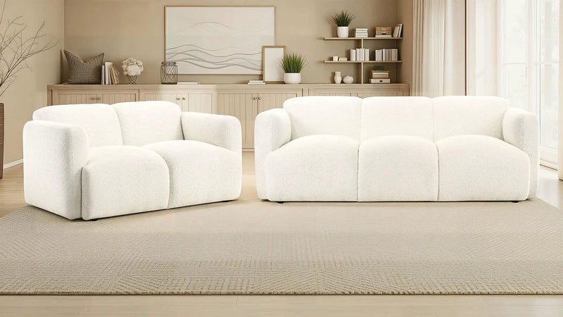 Dorset 2-piece Upholstered Round Track Arm Sofa Set White by Unique Piece Furniture