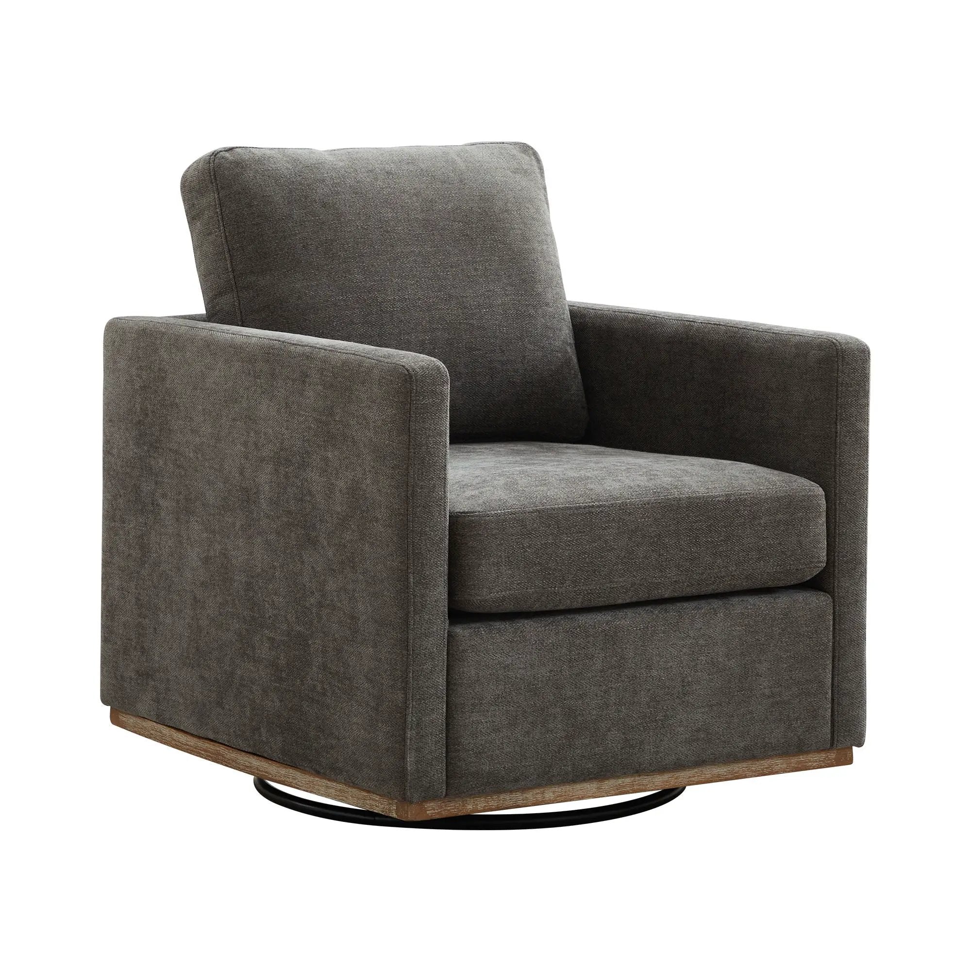 Modern Square Upholstered Swivel Accent Chair with Metal Base by HouseOfZazla