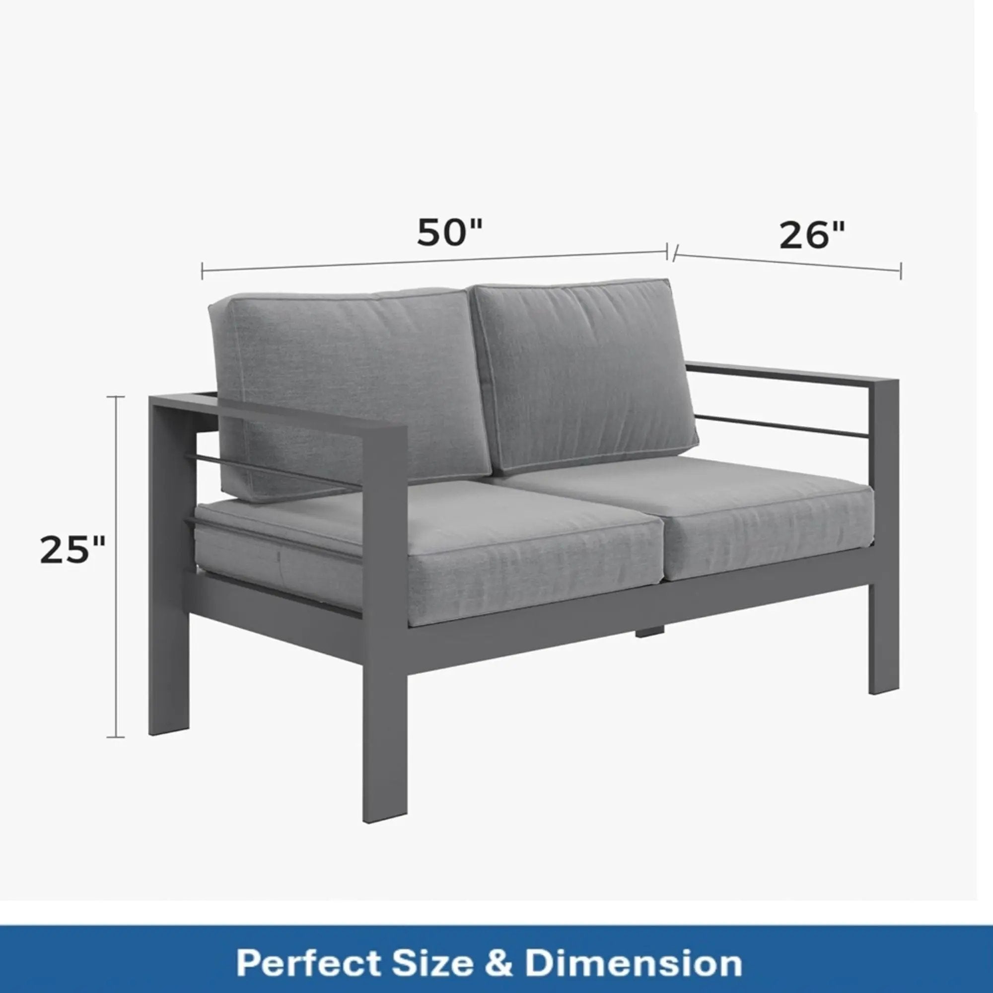 All Weather Patio Loveseat With Thick Cushions - Gray / Gray by HouseOfZazla