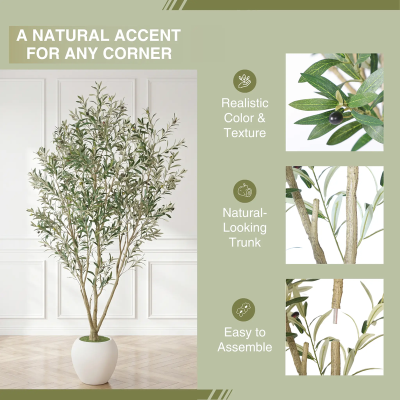 8FT Artificial Olive Tree With Big Decorative by HouseOfZazla