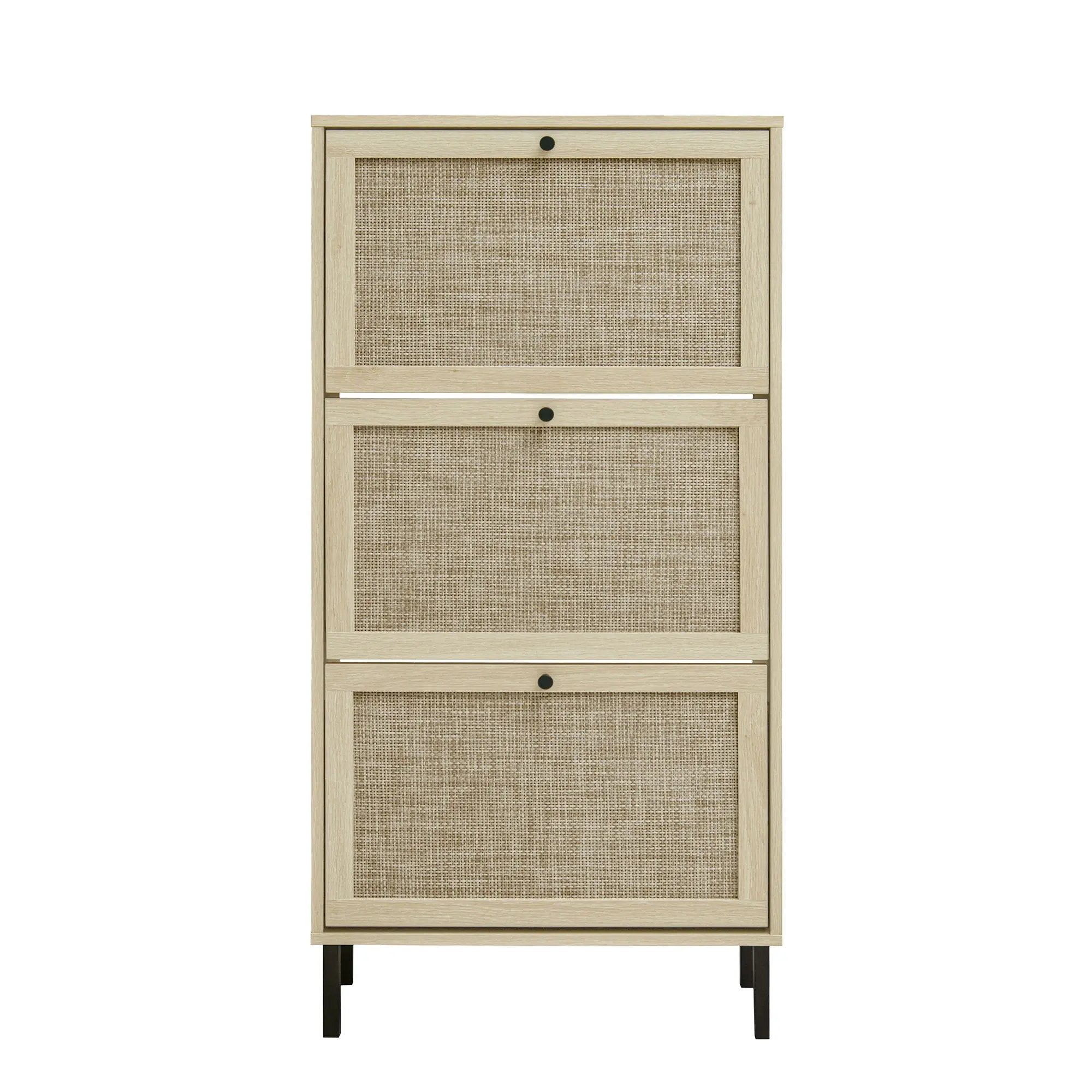 Modern Rattan 3 Door Shoe Rack Cabinet For Entryway by Unique Piece Furniture