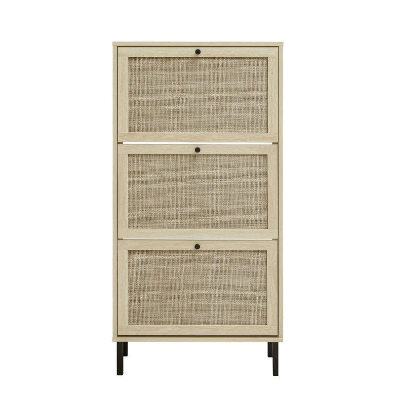 Modern Rattan 3 Door Shoe Rack Cabinet For Entryway by Unique Piece Furniture