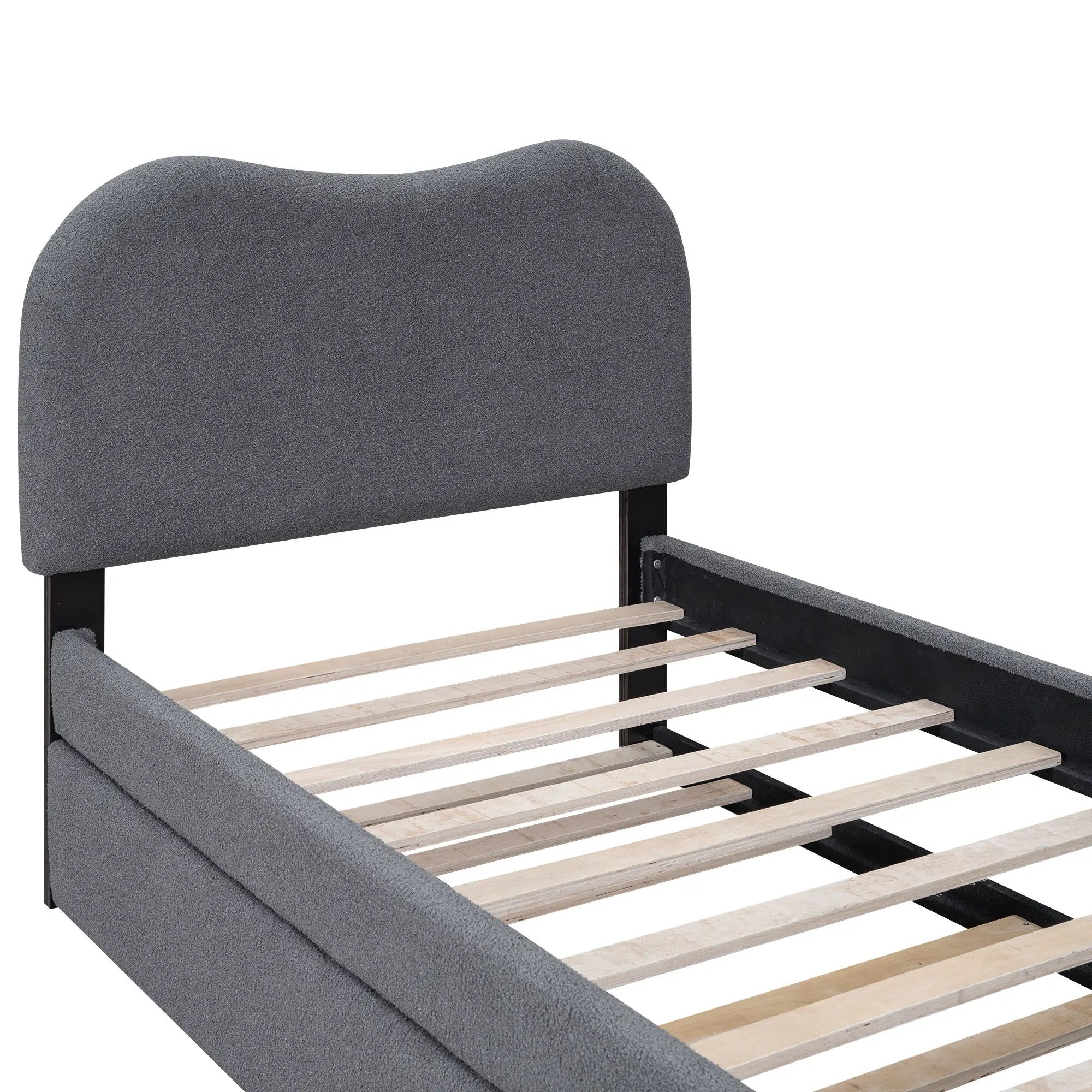 Upholstered Platform Bed With Wood Supporting Feet And Trundle by HouseOfZazla