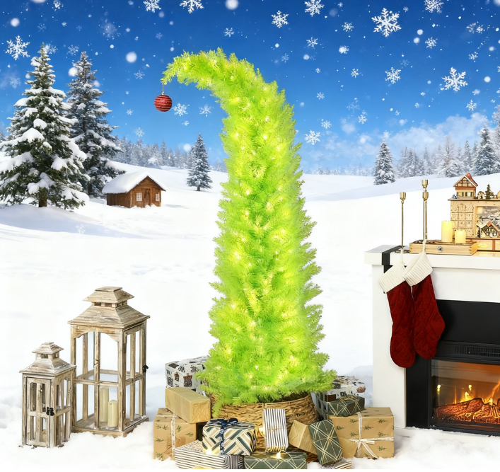 72 INCH Whimsical Christmas Tree, Pencil Xmas Tree with