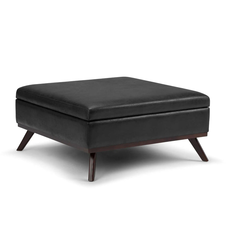 Owen - Square Coffee Table Storage Ottoman - Distressed Black by Unique Piece Furniture