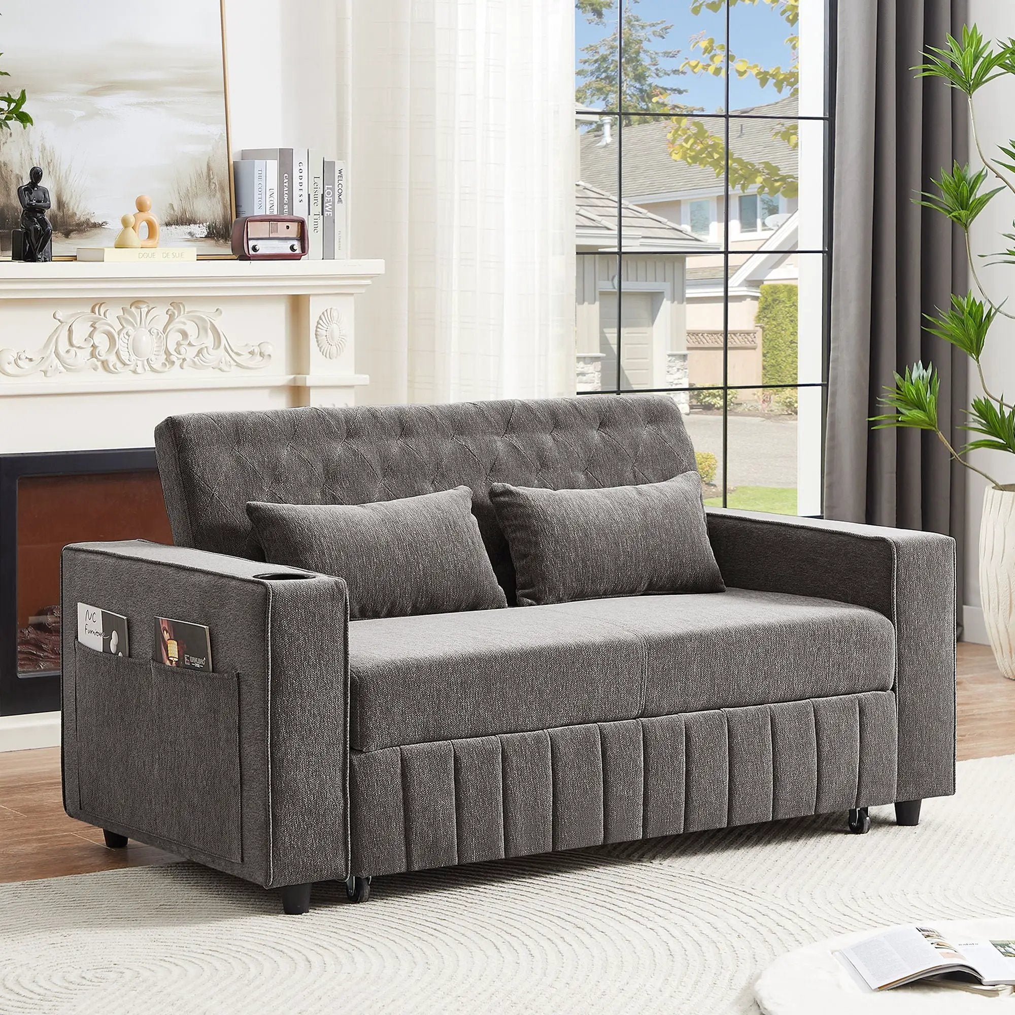 Pull-Out Sofa Bed Convertible Couch With Adjustable Backrest For Living Room by HouseOfZazla