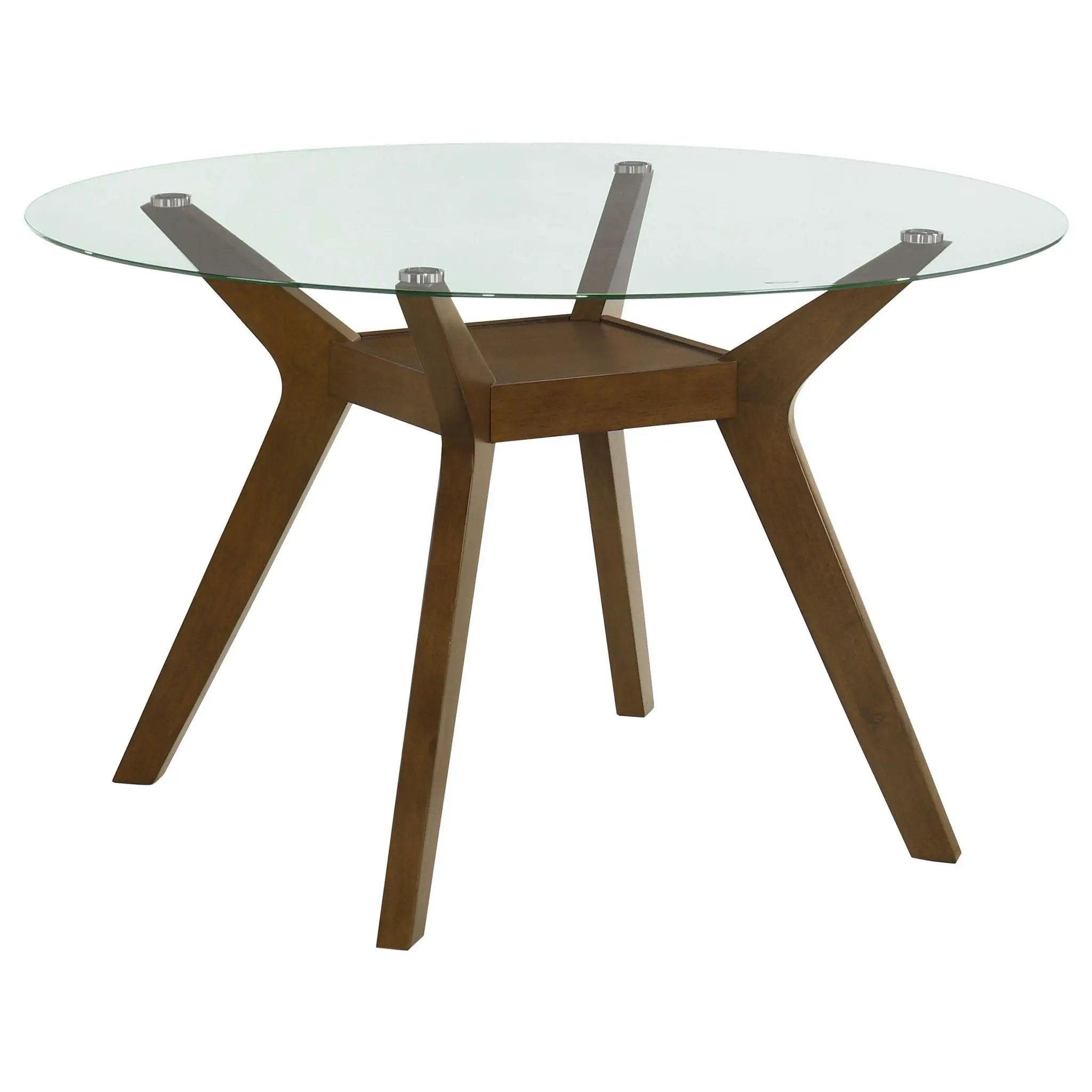 Paxton Round 48-inch Glass Top Wood Dining Table Brown by Unique Piece Furniture