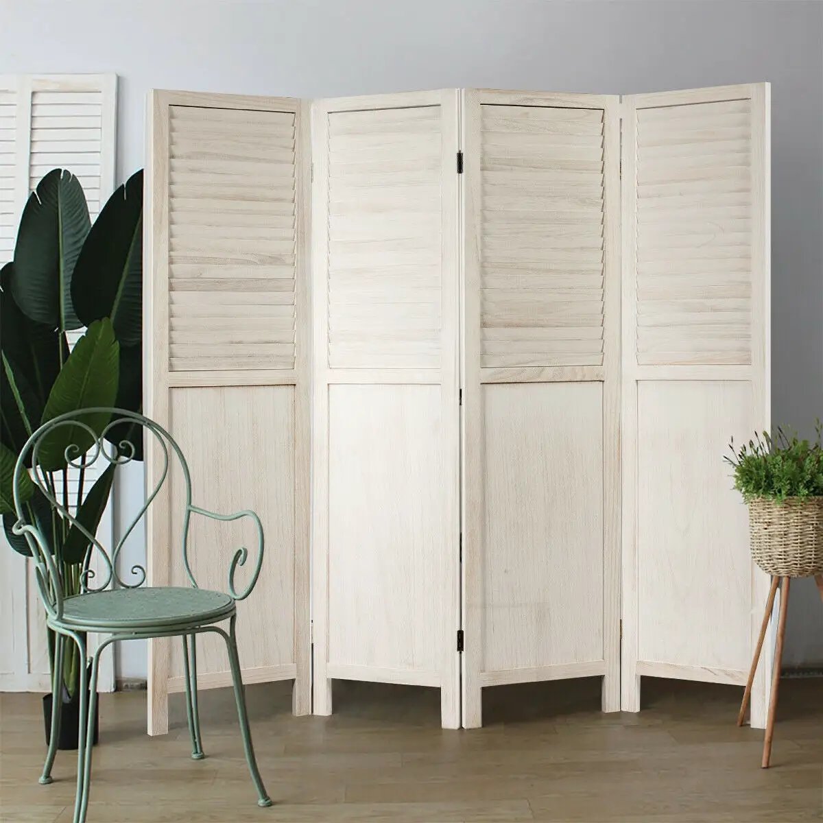 5.6 Ft Tall 4 Panel Folding Privacy Room Divider by DirectDeals