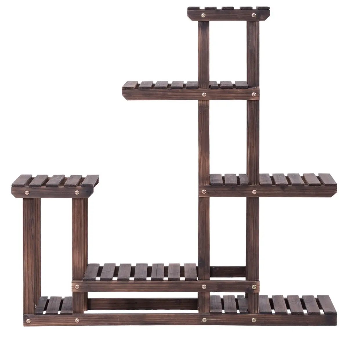 6-Tier Garden Wooden Plant Flower Stand Shelf for Multiple Plants Indoor or Outdoor by DirectDeals