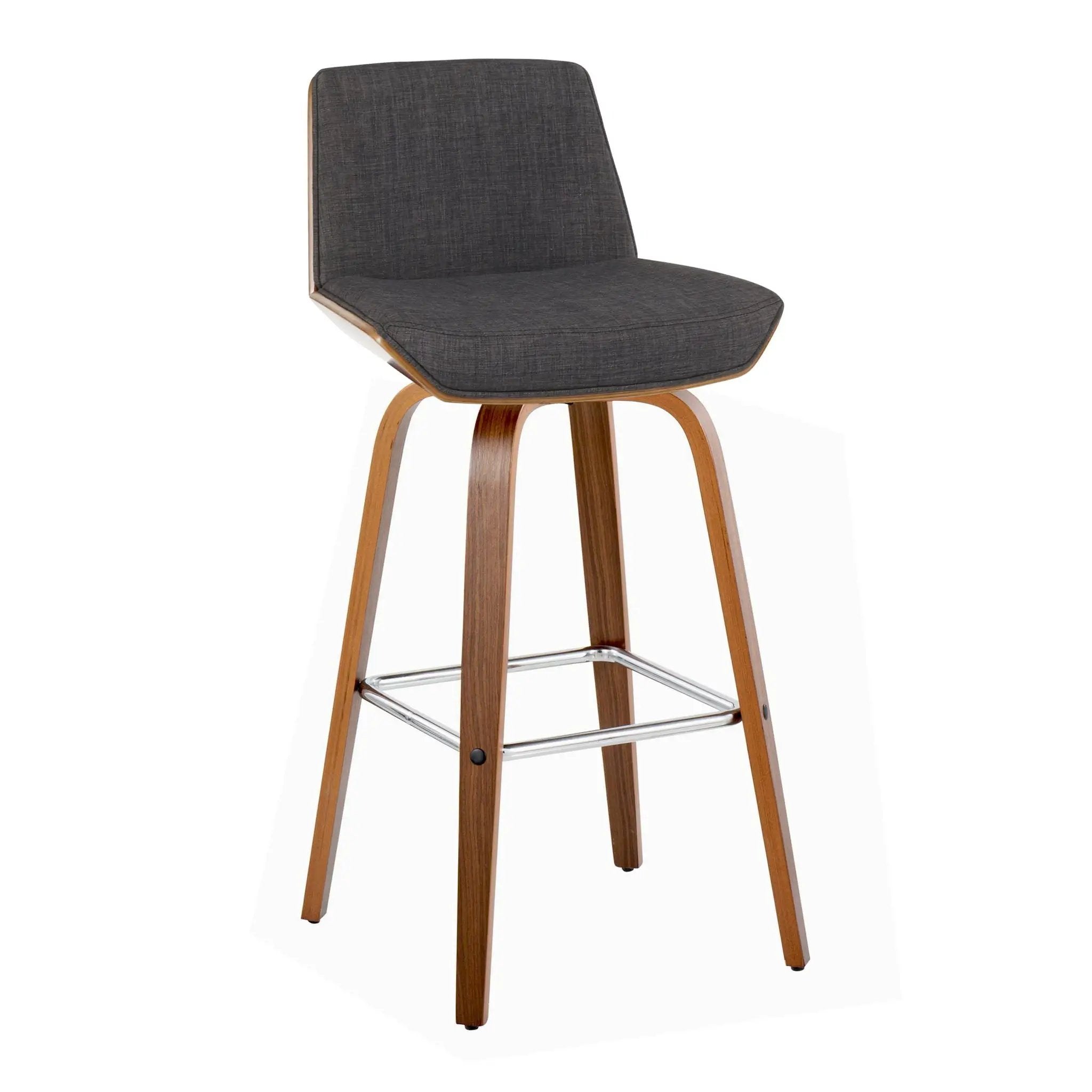 Corazza - Mid Century Modern Fixed Height Barstool With Swivel With Square Footrest (Set of 2) by HouseOfZazla