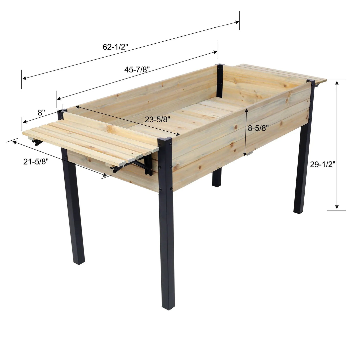 Raised Garden Bed With Metal Legs and Folding Storage Shelf by HouseOfZazla