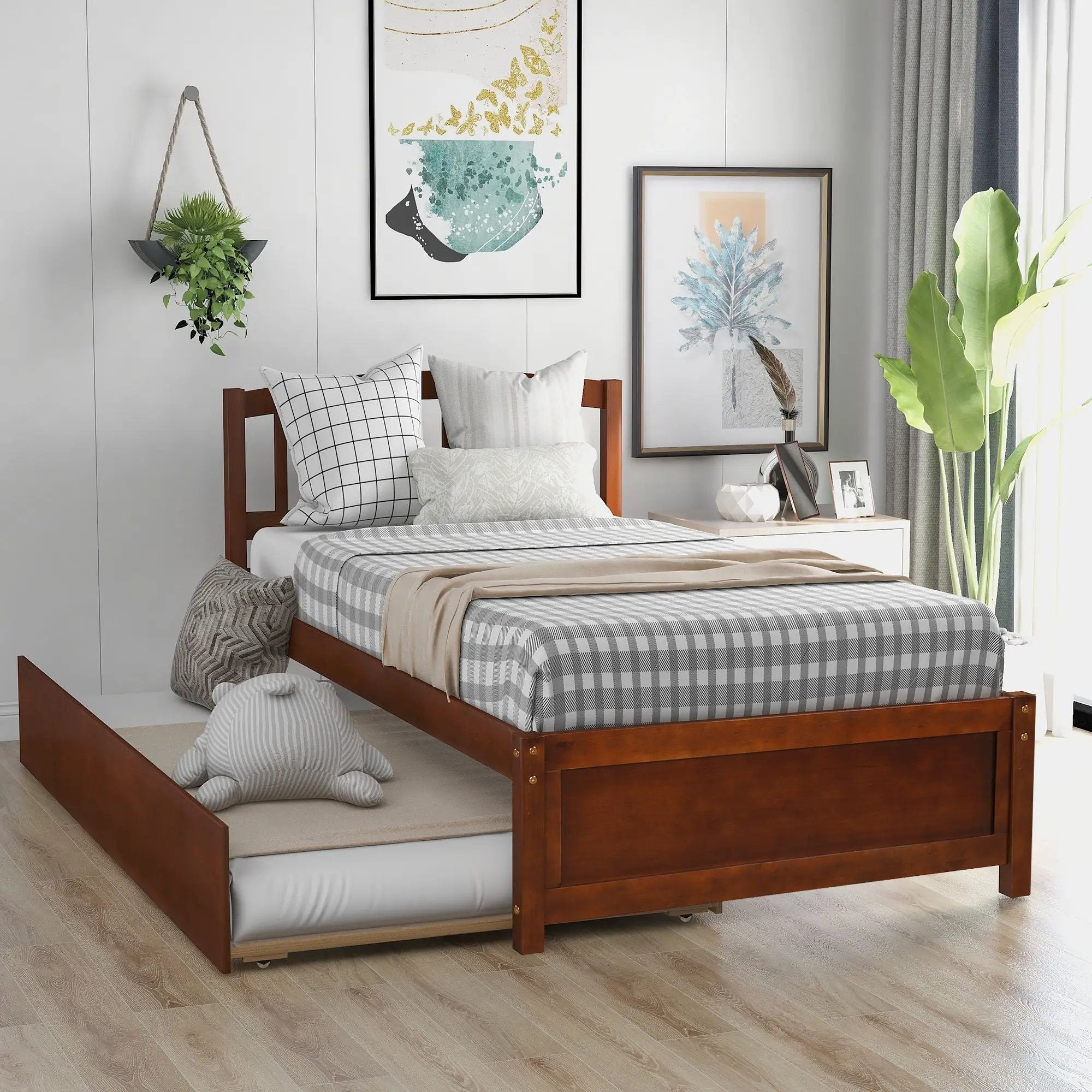 Platform Bed Wood Bed Frame With Trundle by Unique Piece Furniture