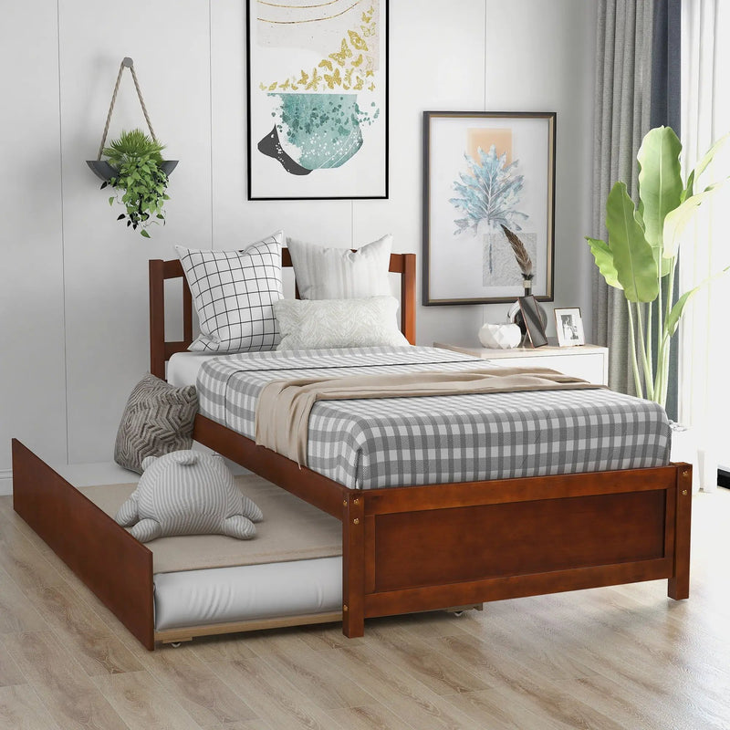 Platform Bed Wood Bed Frame With Trundle by HouseOfZazla
