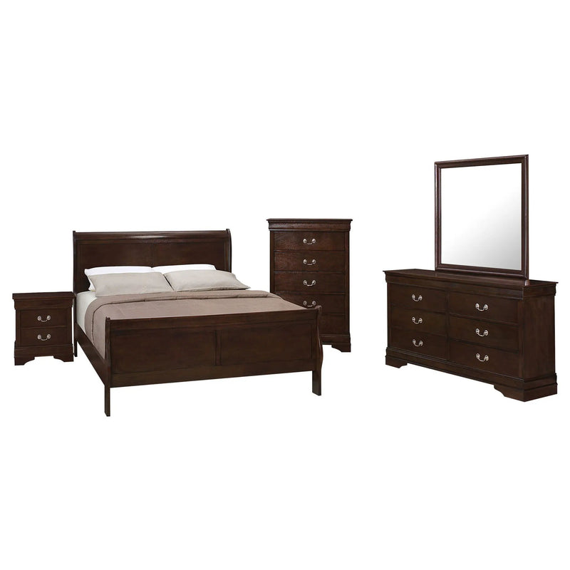 Louis Philippe 5-piece Eastern King Bedroom Set Cappuccino by Unique Piece Furniture