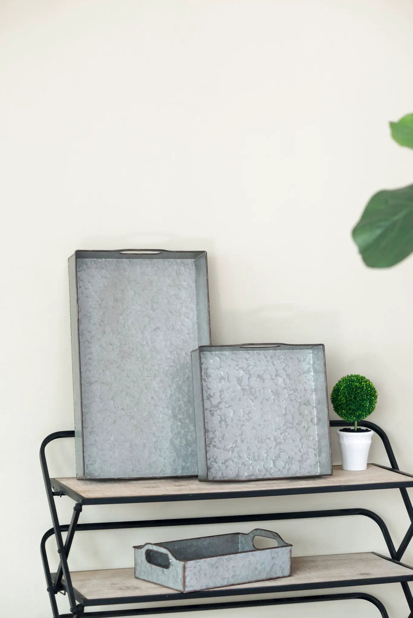 Decorative Galvanized Nesting Trays (Set of 3) - Gray by HouseOfZazla