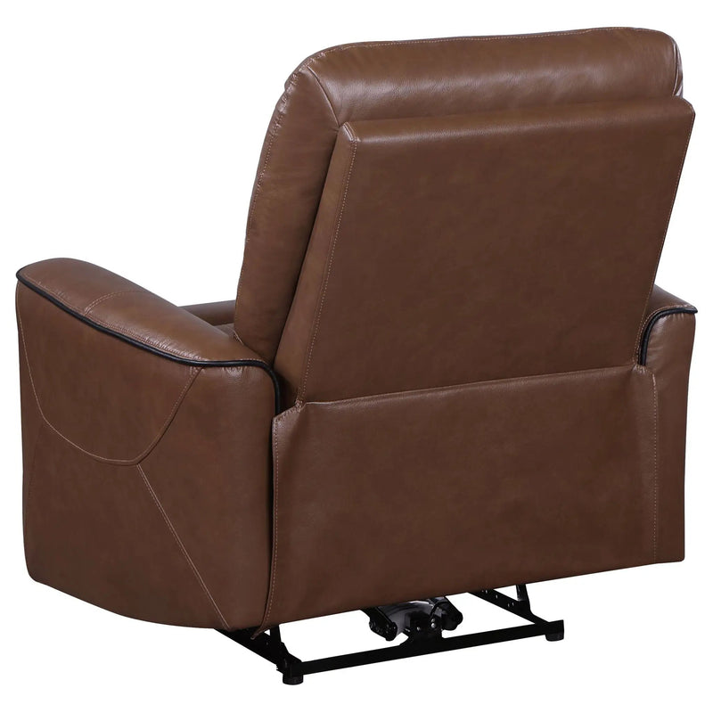 Greenfield Upholstered Power Recliner Chair Saddle Brown by Unique Piece Furniture