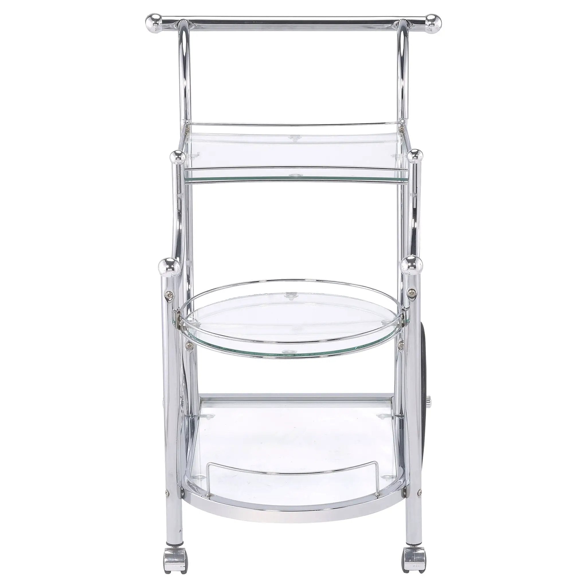 Sarandon 3-tier Glass Shelf Metal Bar Cart Chrome by Unique Piece Furniture