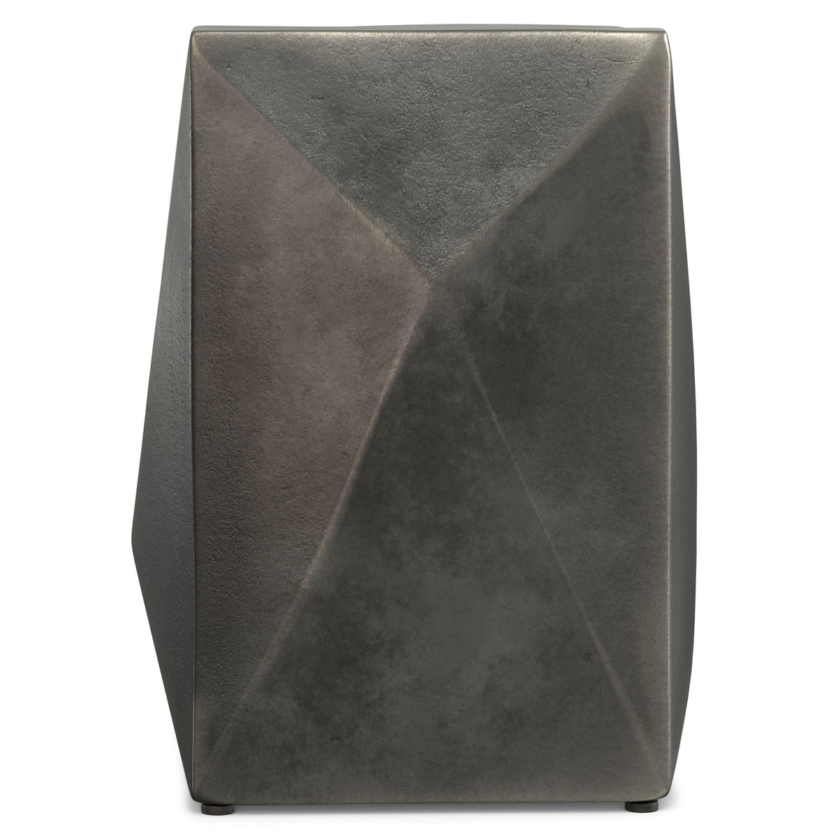Black Cast Aluminum Side Table with Modern Pyramid Design - Black, photo 7 of 10