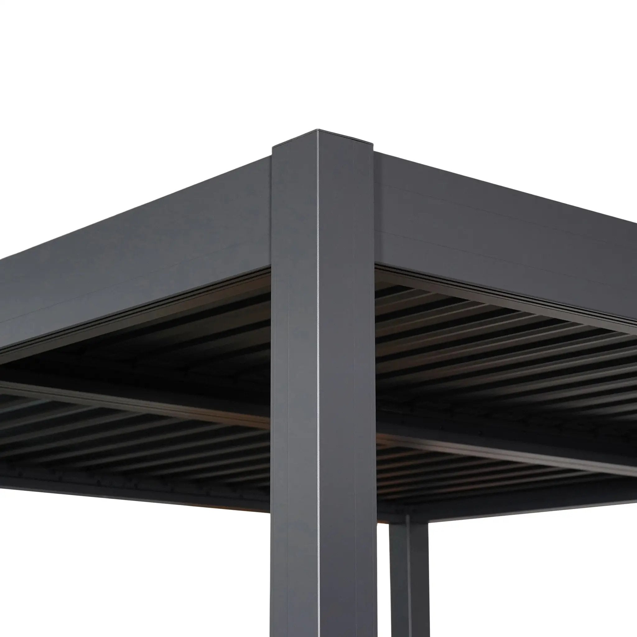 Byron Black Outdoor Pergola Aluminum with Adjustable Louvered Roof by HouseOfZazla