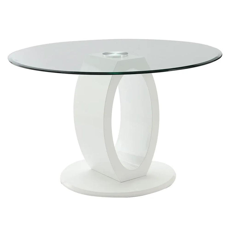 Larry - Glass Top Round Dining Table - White High Gloss by Unique Piece Furniture