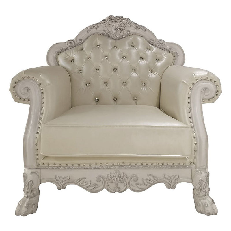Dresden - Chair With 2 Pillows - Synthetic Leather & Bone White by Unique Piece Furniture