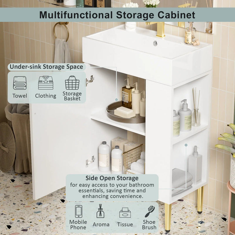 Bathroom Vanity, Combo Cabinet, Bathroom Storage Cabinet, Single Ceramic Sink by HouseOfZazla