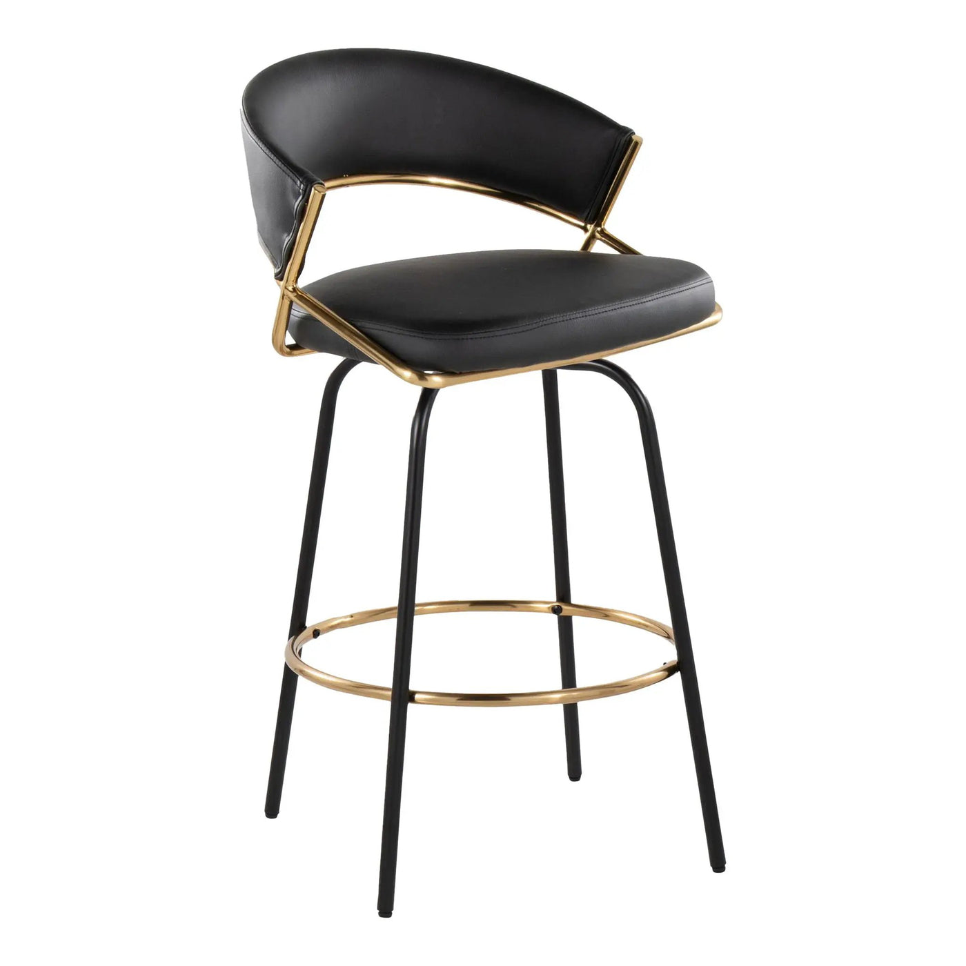 Jie - Fixed Height Contemporary Counter Stool With Swivel Round Footrest (Set of 2) by HouseOfZazla