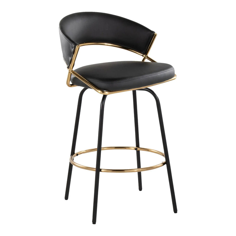 Jie - Fixed Height Contemporary Counter Stool With Swivel Round Footrest (Set of 2) by HouseOfZazla