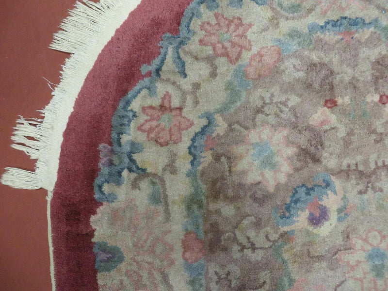Oval Chinese Art Deco Rug 3x5 Vintage Wool Carpet by Jewel Rugs