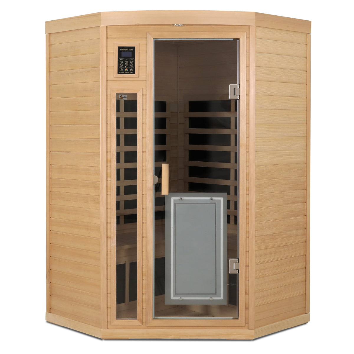Hemlock Wood Far Infrared Two Person Sauna Room with Low EMF & Bluetooth - Natural Wood, photo 5 of 9