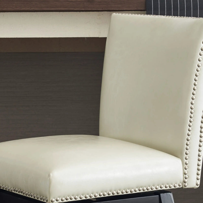 Upholstered Swivel Bar Stools High Back (Set of 2) - Cream White by HouseOfZazla