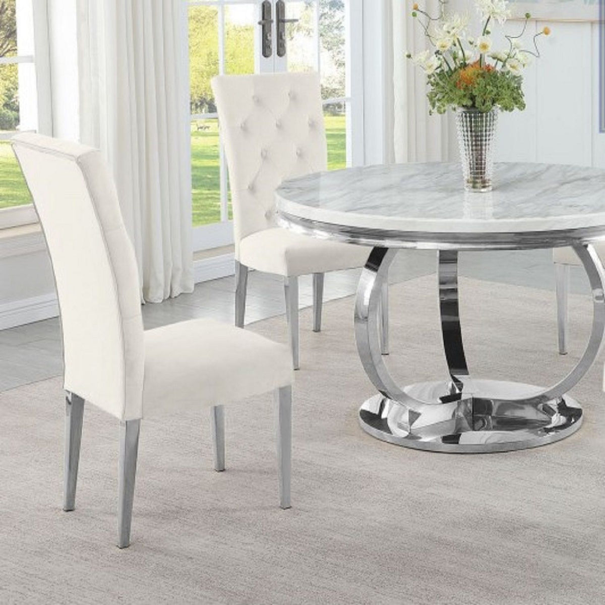 Modern Upholstered Tufted Dining Chair Set with Metal Legs - Dark Gray, Black or Beige, photo 16 of 18