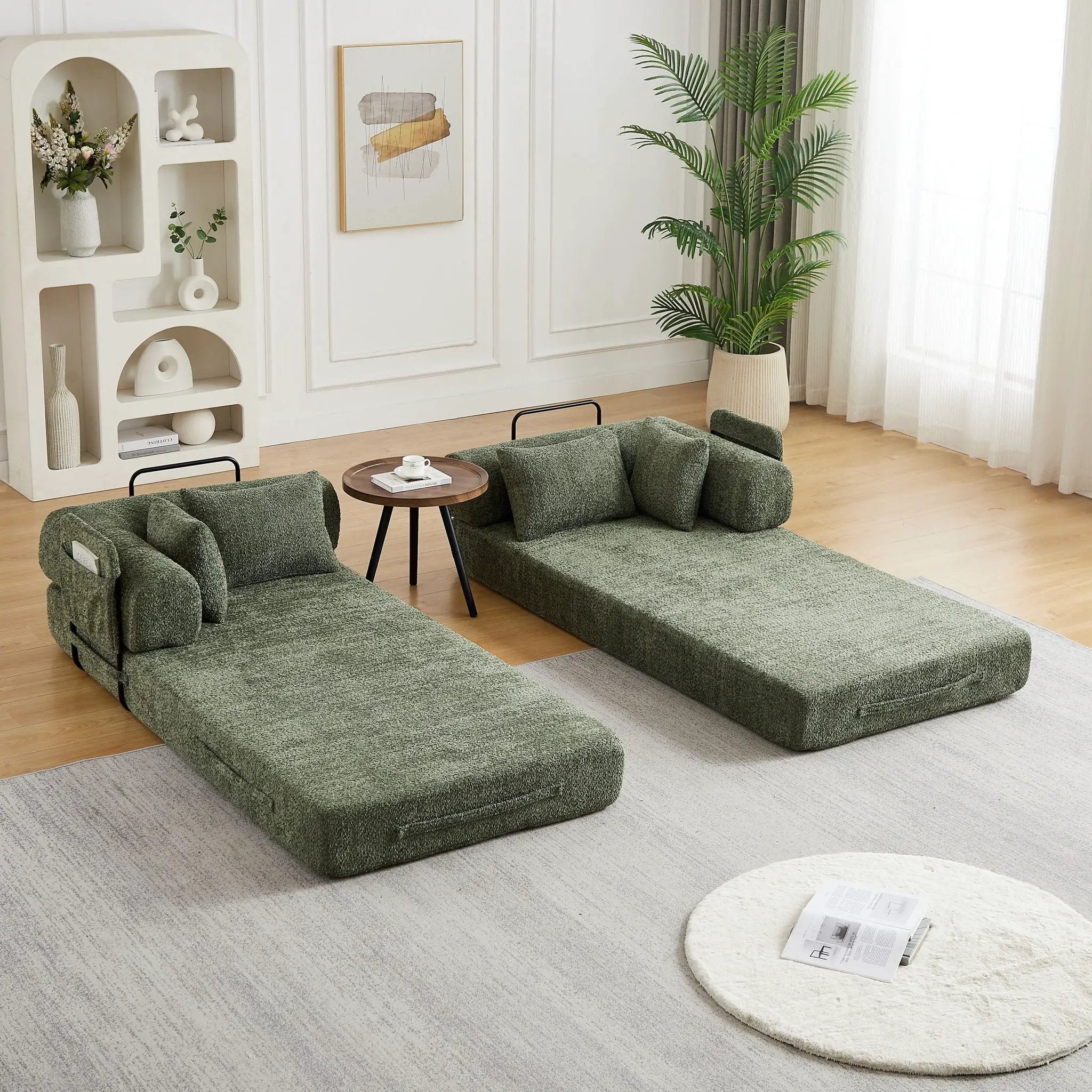 Convertible Sleeper Sofa Bed With Cylindrical Pillow by HouseOfZazla