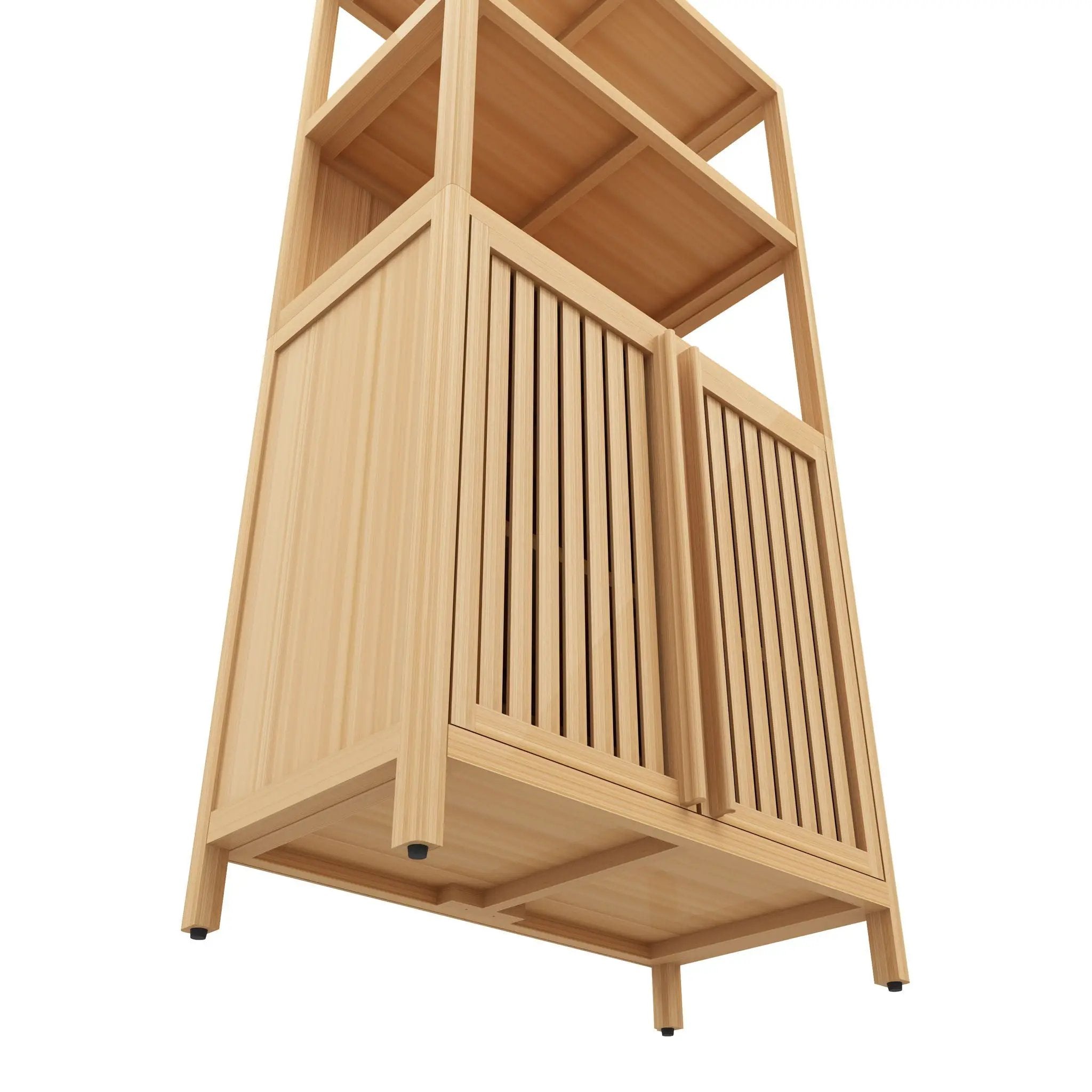 Neutral - Bamboo Storage Cabinet Freestanding With 2 Doors For Bathroom, Living Room, Kitchen, And Entryway - Neutral by HouseOfZazla