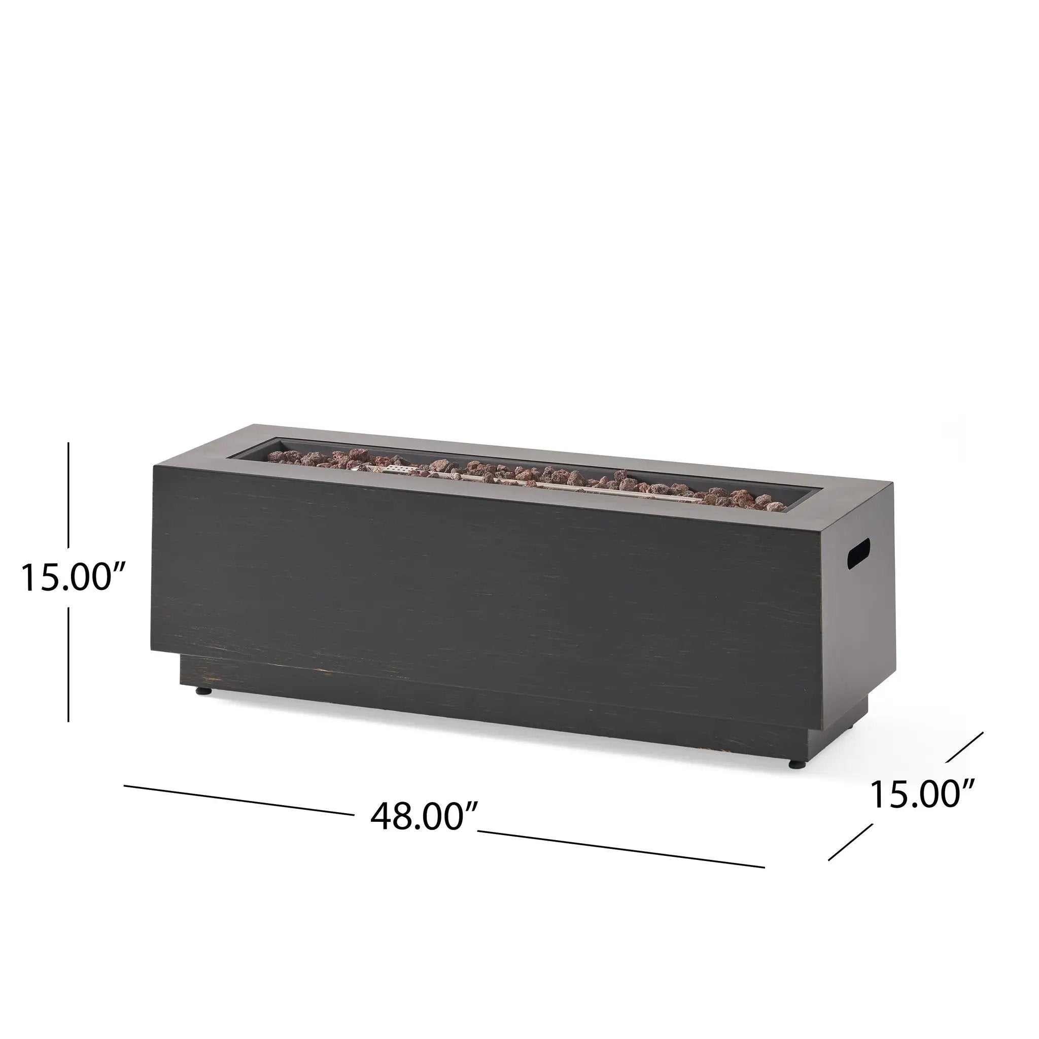 Modern Dark Grey 40' Outdoor Iron Propane Fire Pit by HouseOfZazla