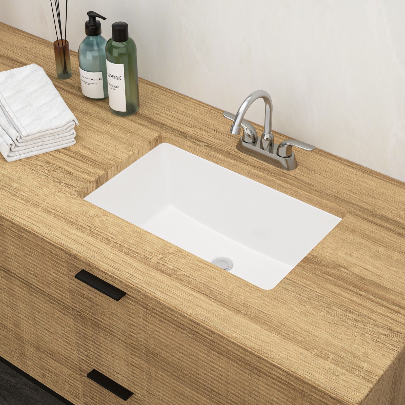 Modern Ceramic Undermount Bathroom Sink With Overflow, High Quality by HouseOfZazla