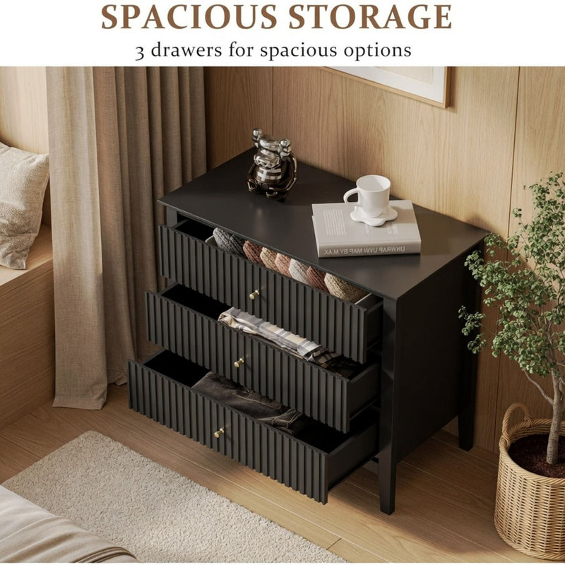 Fluted 3 Drawer Nightstand With Soft Close Slides by HouseOfZazla