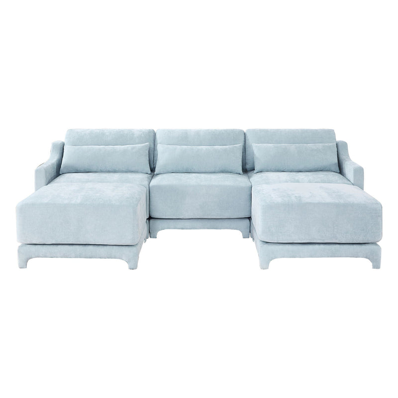 Stylish Sofa With Ottoman And Lumbar Pillows, Ergonomic Design by HouseOfZazla