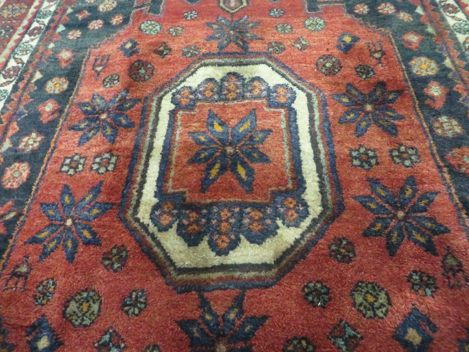 4' X 9' Antique Handmade Turkish Tribal Oriental Geometric Wool Rug # 605 by Jewel Rugs