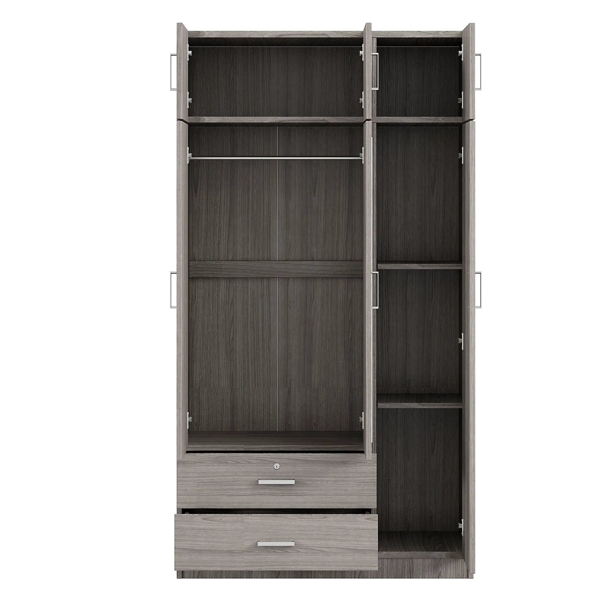 Modern 3 Door Mirror Wardrobe With 2 Drawers And Top Cabinet by HouseOfZazla