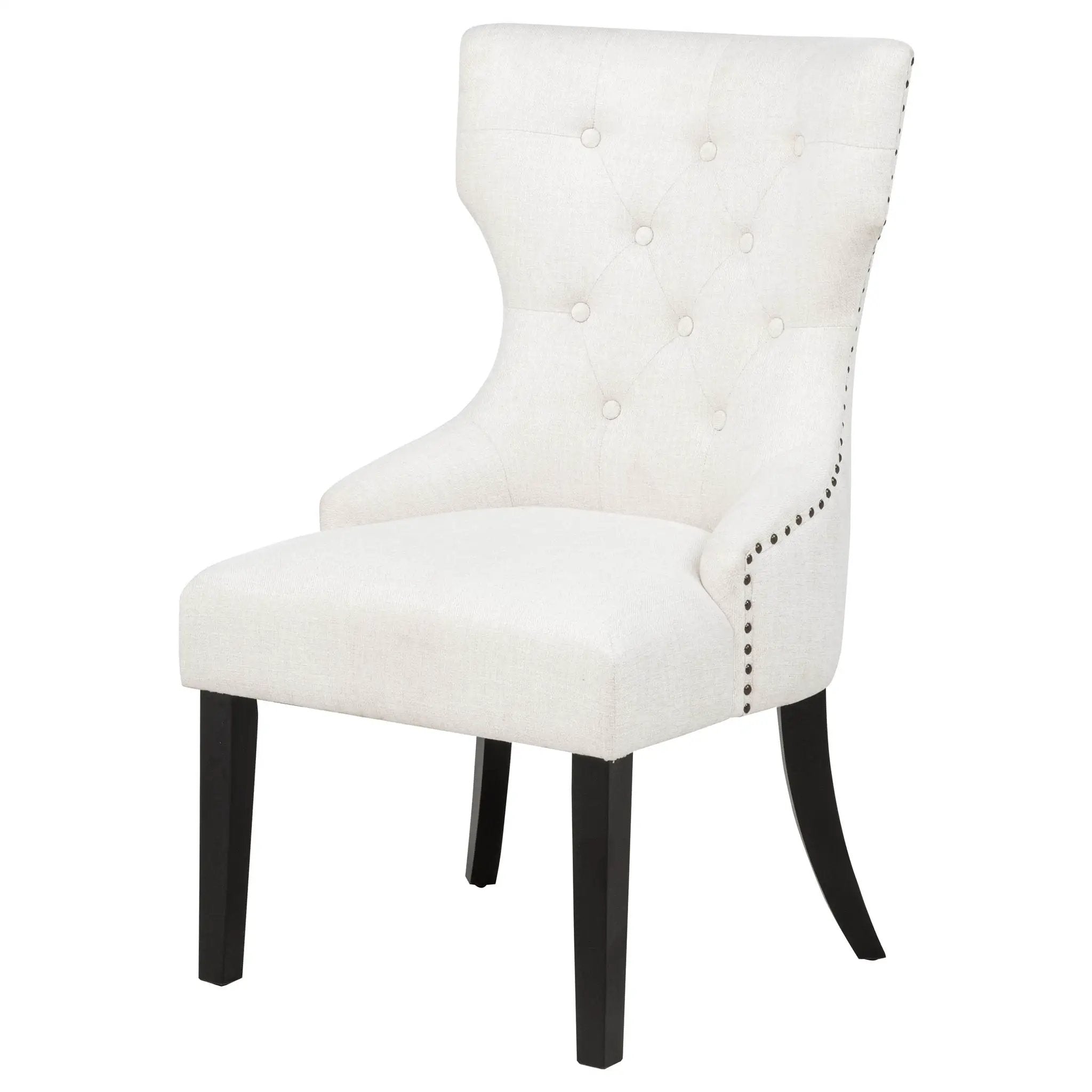 Baney Fabric Upholstered Dining Side Chair Cream and Black by Unique Piece Furniture