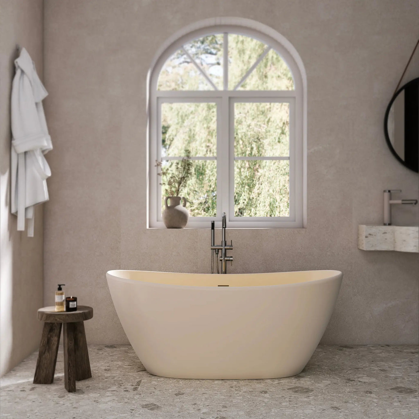 61 Inch Freestanding Solid Surface Soaking Bathtub by HouseOfZazla