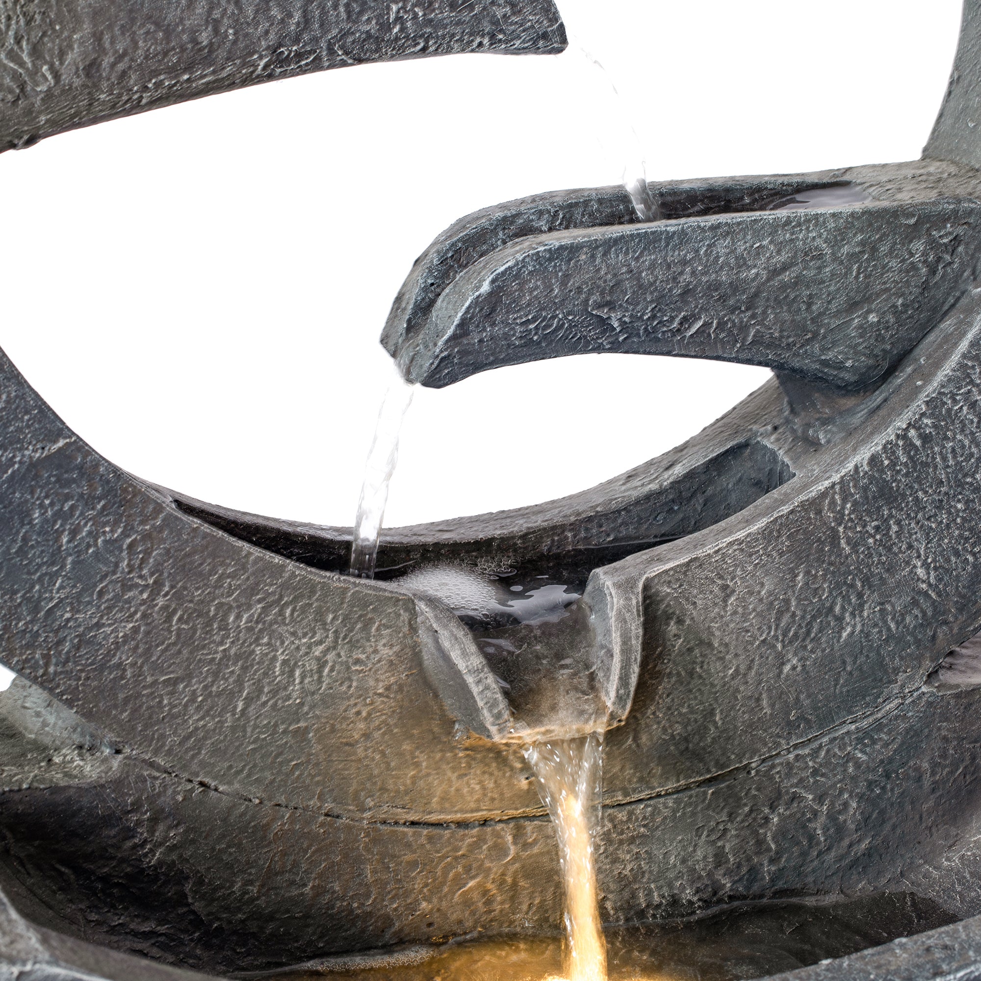 26.77'H Gray Circular Polyresin Outdoor Water Fountain with LED Light by HouseOfZazla